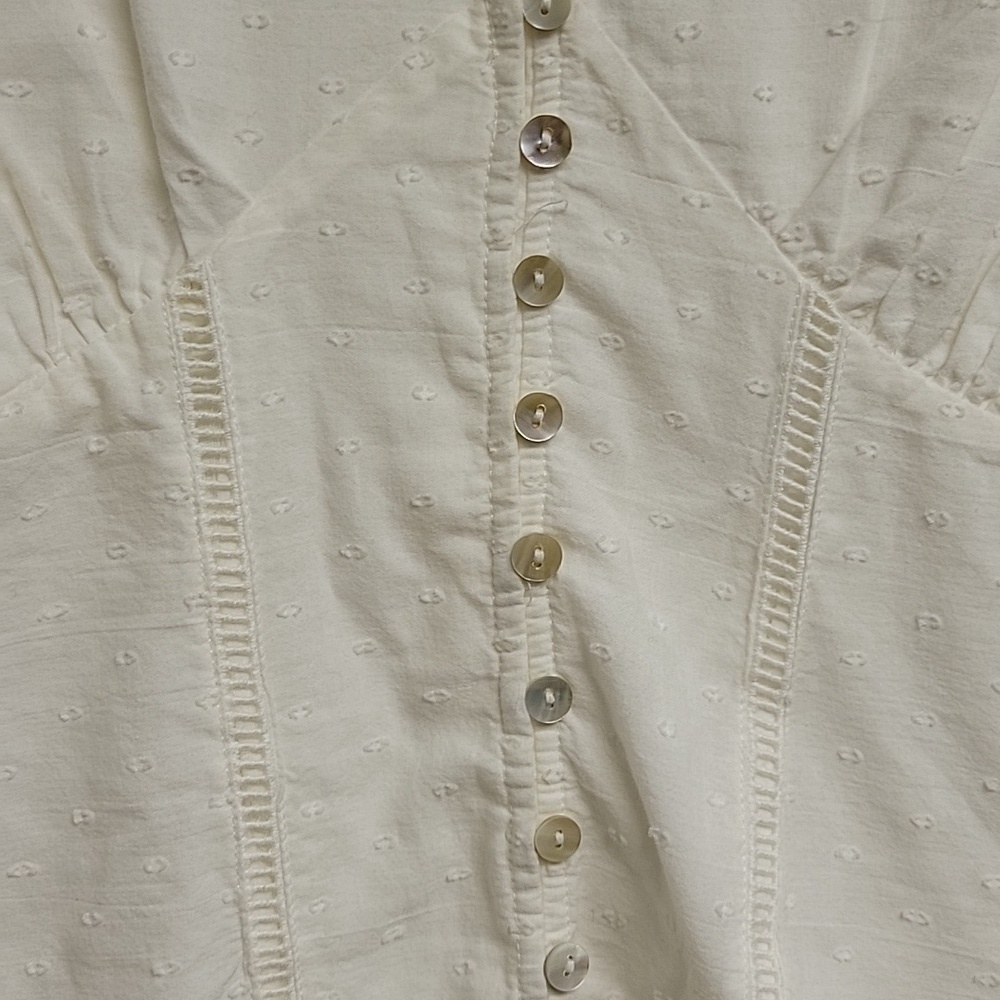 Mango Cream Long Sleeve Button Dress Sz Med Cottagecore Coquette Whimsigoth - Picture 3 of 6